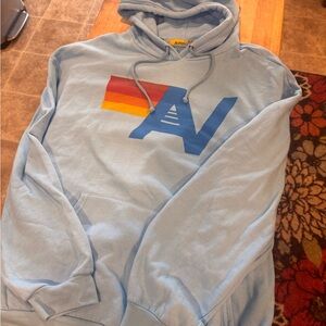 Aviator Nation Light Blue Hoodie with Multicolor Graphic